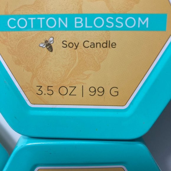 Burt's Bees Cotton Blossom 2 Wick Tin Soy Candle Set of 3 3.5oz DISCONTINUED - Picture 4 of 13